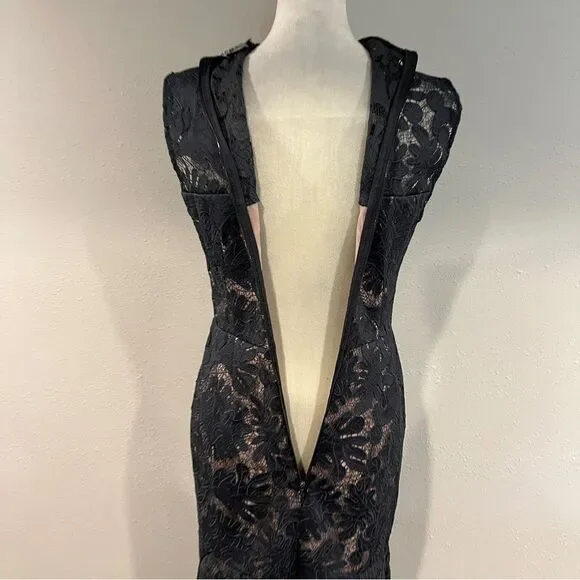 Chelsea28 Elegant charcoal color Lace midi Dress size 6 - Picture 7 of 12